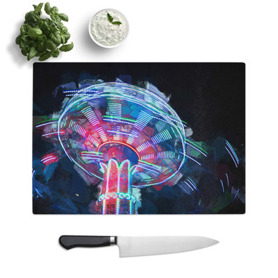 Glass Fairground Swing At Night in Abstract Chopping Board