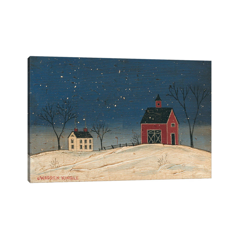 Winter Farm II - reproduction d'art murale encadrée, H 26 po x l 40 po, Toile tendue, Ne s’applique pas