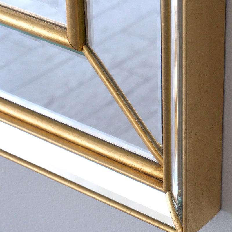 Elegant Gold-Leaf Beveled Wood Accent Mirror 52" x 42"
