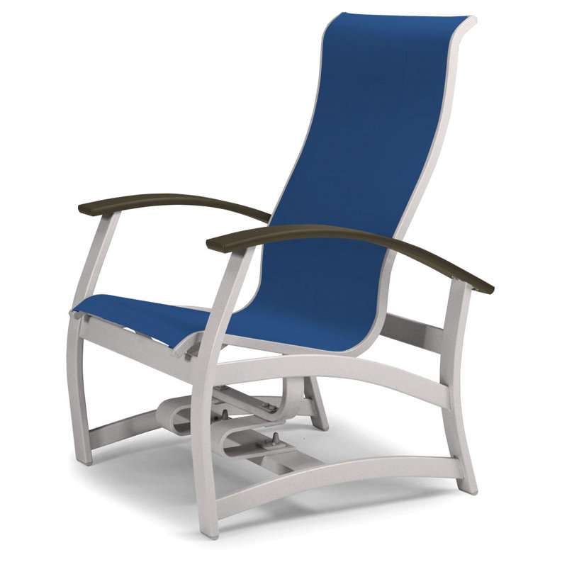 Askar Swivel Powder Coated Aluminum Outdoor Lounge Chair, Cobalt 35D Sunbrella®, Gloss White, Beachwood P40