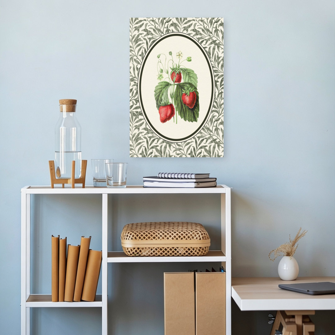 Vintage Strawberry Botanical Classic Rustic Vintage Flower Fruit Wall Art Print