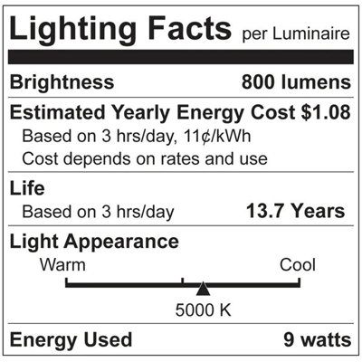 9 watts (équivalent à 60 watts), DEL A19, ampoule à capteur de mouvement, culot moyen E26 (standard)
