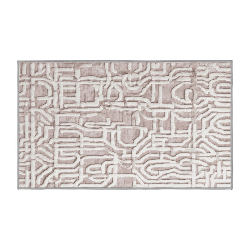 Machine Washable Gray Area Rug, Rectangle 5' x 8'
