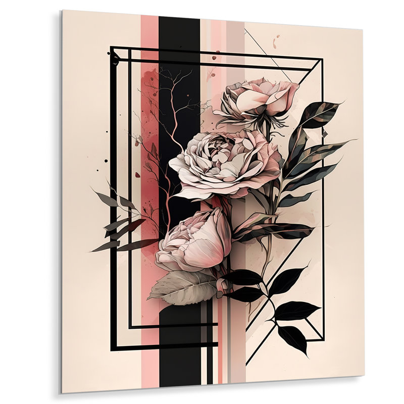 - Décoration murale en métal roses florales, H 40 po x l 30 po x P 1 po