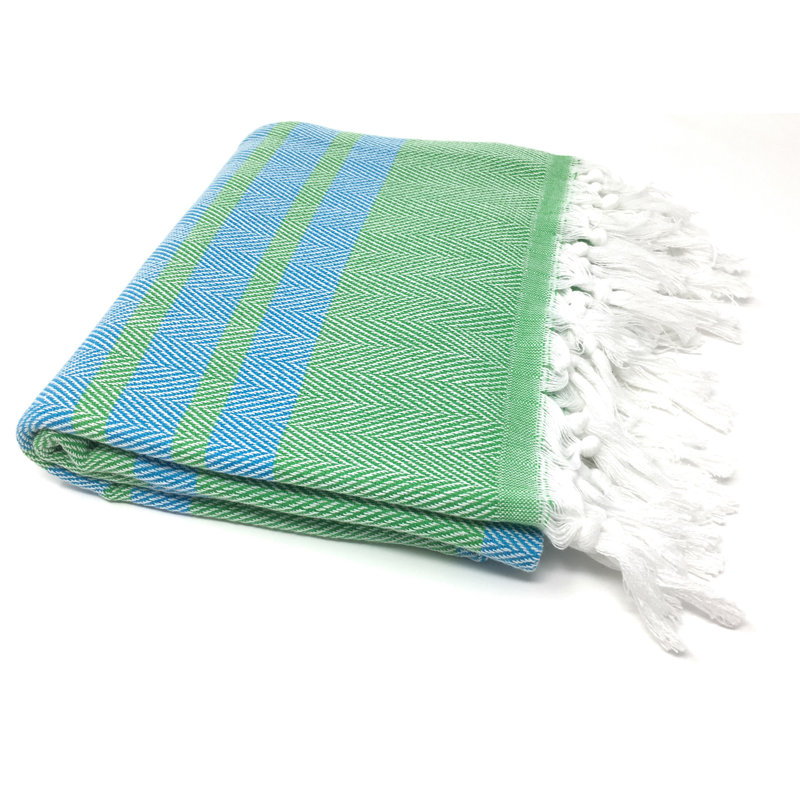Cotton Ultra Light Beach Towel, Green/Blue
