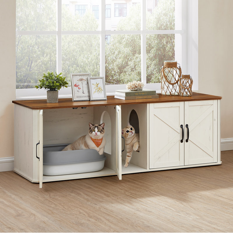 Cat Litter Box, Honey Brown/Rustic White