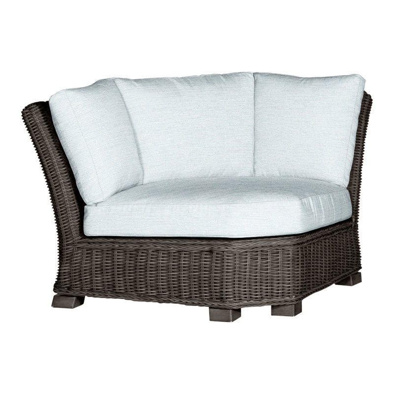 Rustic Woven Sectional Corner, No Welt, Black Walnut, Linen Navy