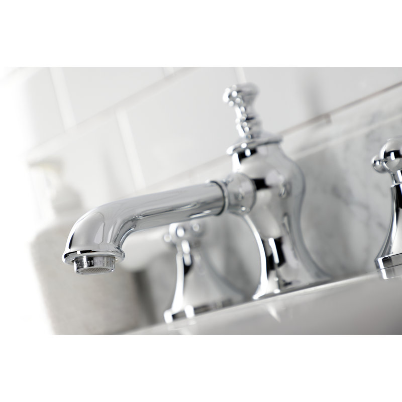 Robinet de salle de bain espacé à deux poignées à fixation sur le comptoir à 3 trous avec bonde escamotable en laiton Kingston