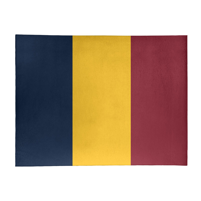 Tapis bleu/jaune/rouge rayé, Rectangle 3 pi x 5 pi
