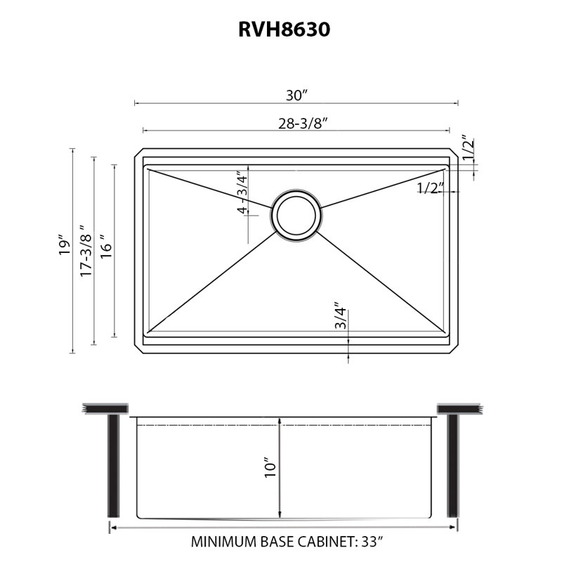 Ruvati Hex Bottom Workstation Scratch Resistant Embossed Kitchen Sink Stainless Steel, 19" L x 30" W