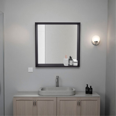 Armoire à pharmacie Plains H 23,6 po, 1 tablette, 1 miroir, wengé noir - Salle de bain (miroir inclus seulement)