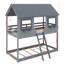 Lit superposé simple au-dessus d'un lit simple en bois avec toit-1116814472