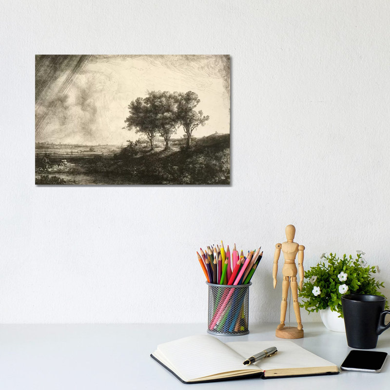 23.K5-292 Les trois arbres - Estampe numérique sur toile tendue avec châssis