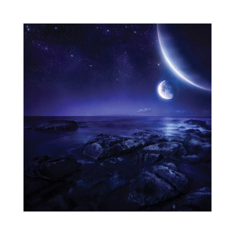 Nearby Planets Hover Over The Ocean On This World At Night. by Evgeny Kuklev - Wrapped Canvas Gallery-Wrapped Canvas Giclée
