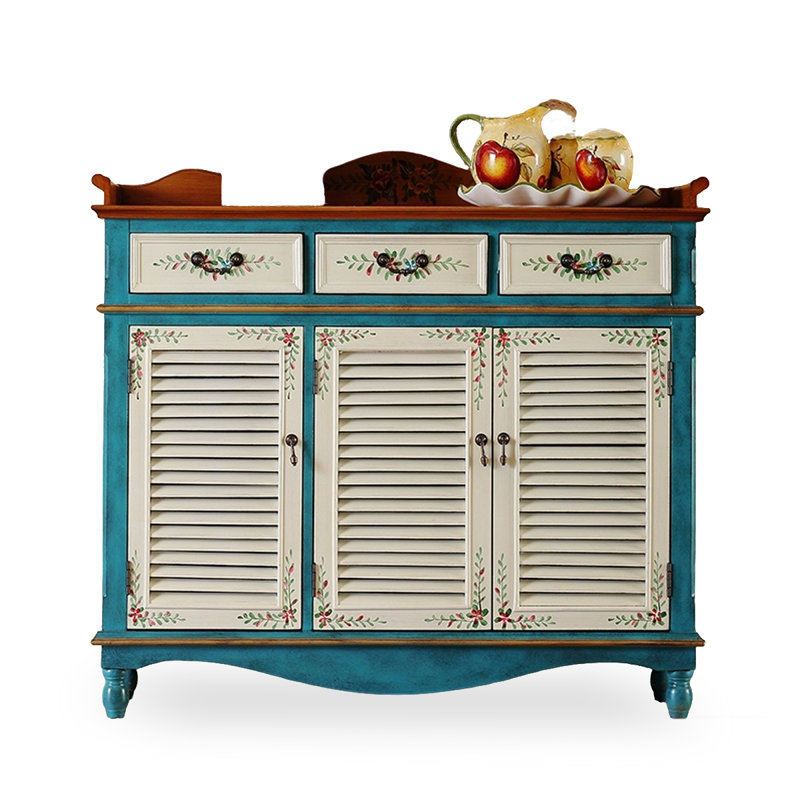 Banc de rangement bleu en bois manufacturé, Blue