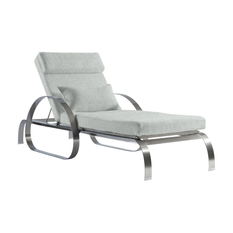 Malibu 87.5" Long Single Chaise with Cushions, Light Grey Linen 6032-010