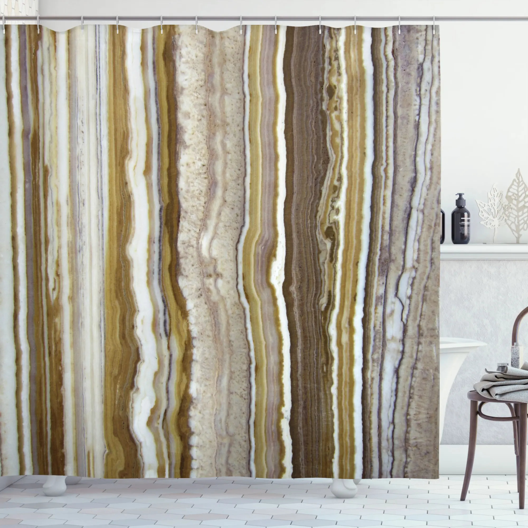 Ambesonne Onyx Marble Rock Themed Vertical Lines and Blurry Stripes in