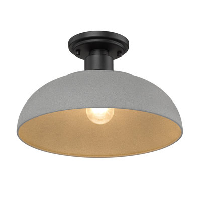 Plafonnier extérieur 1 lumière Yep par Golden Lighting Levitt en noir naturel et abat-jour gris naturel