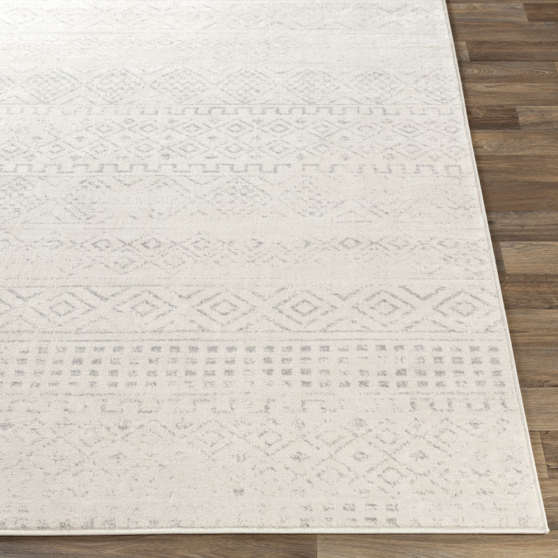 Gray Modern Rug, Geometric Stain Resistant Easy to Clean Rug For Living Room, Dining Room, Bedroom, Kitchen