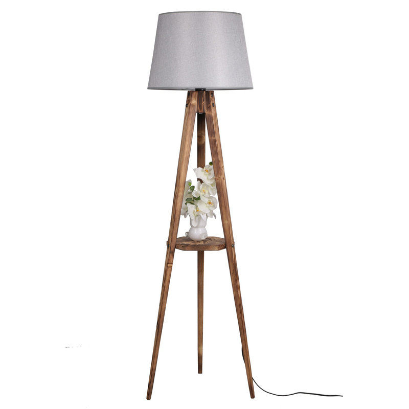 Ellison 160cm Tray Table Floor Lamp, Grey, Brown