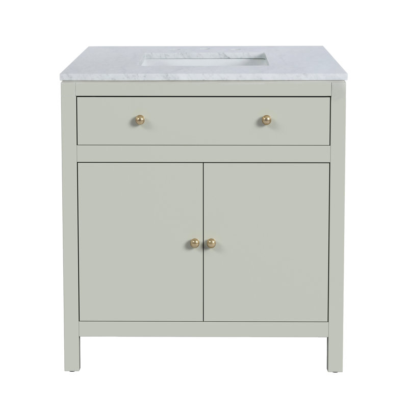 Meuble-lavabo en marbre Celine, vert sauge, Vert sauge