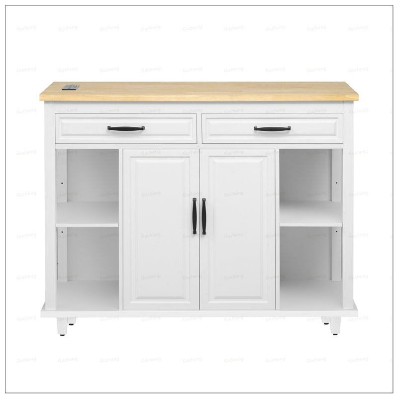 Extendable Kitchen Island with Dining Table, Internal Storage, and Power Outlets for Versatile Use and Space Efficiency