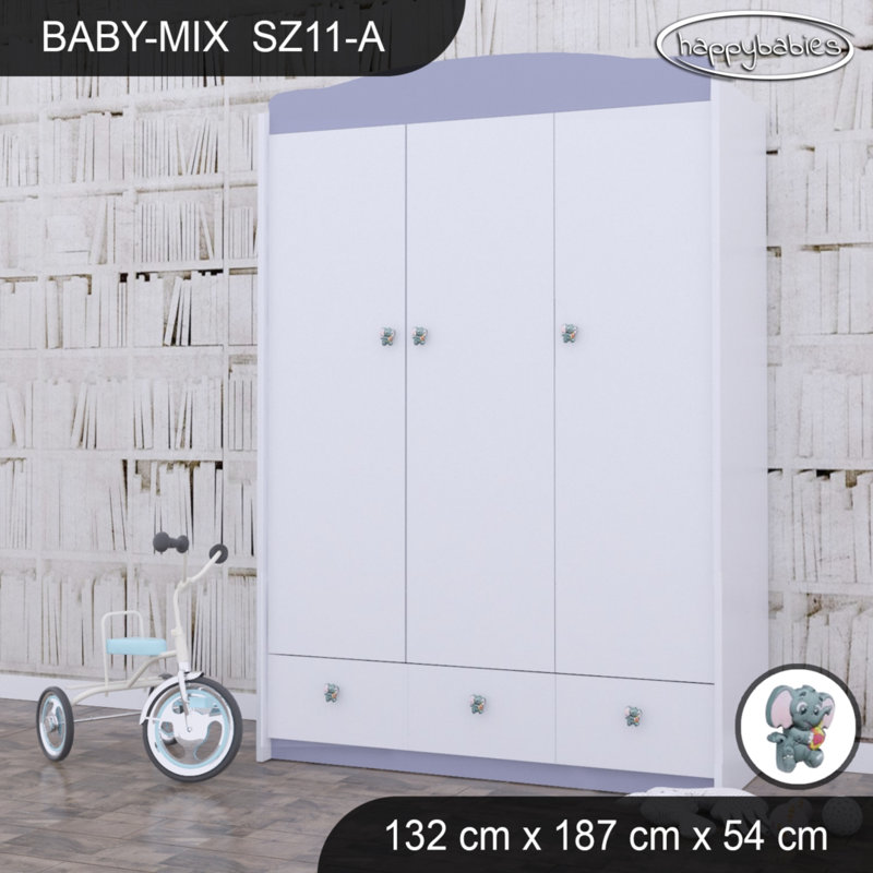 Baby 3 Door Wardrobe, Purple/White