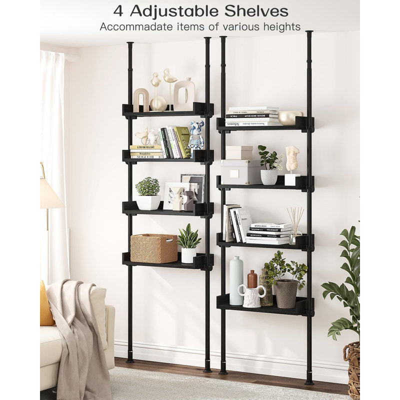 4 Tier Over The Toilet Storage, Adjustable Over Toilet Bathroom Organizer, Freestanding Shelves, Fit Most Showers Over The Toilet Shelf, 92 To 116 Inch Tall