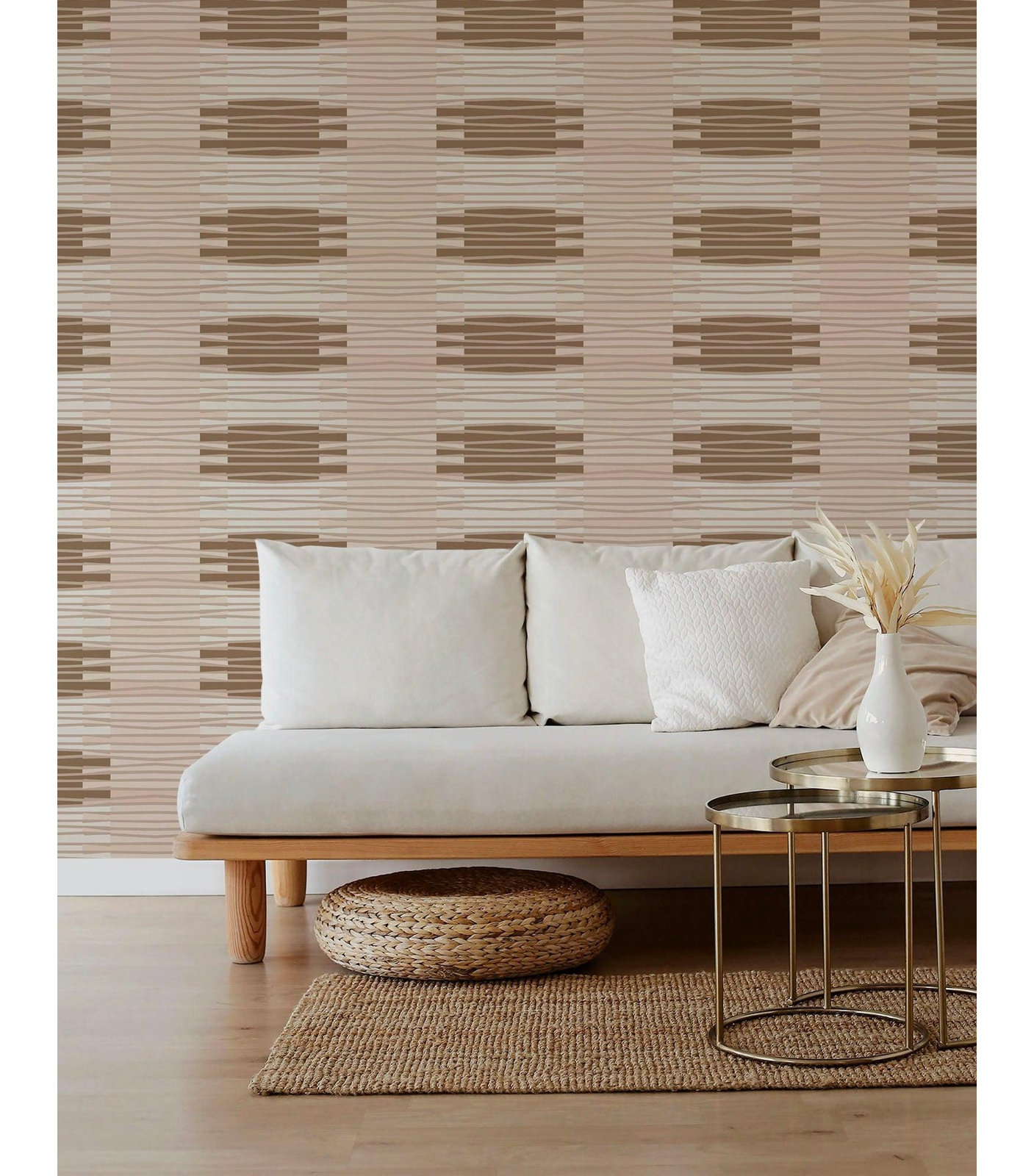 Zaire Wallpaper Roll, Faux Grasscloth, Peach/Tan, Non-pasted