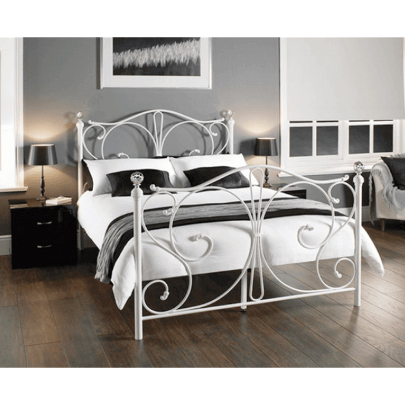 Larissa Metal Bed, White, Small (4')