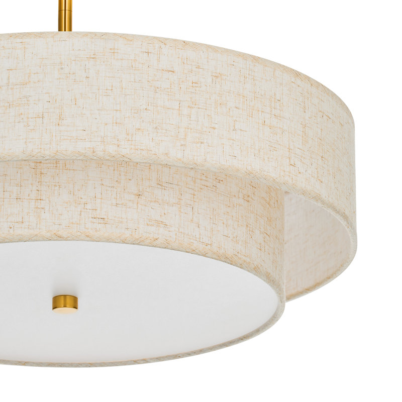 Lustre semi-encastré en tissu 4 lumières Maskell, Doré