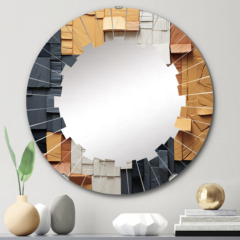 Serifos - Miroir mural moderne rond, 24 po x 24 po