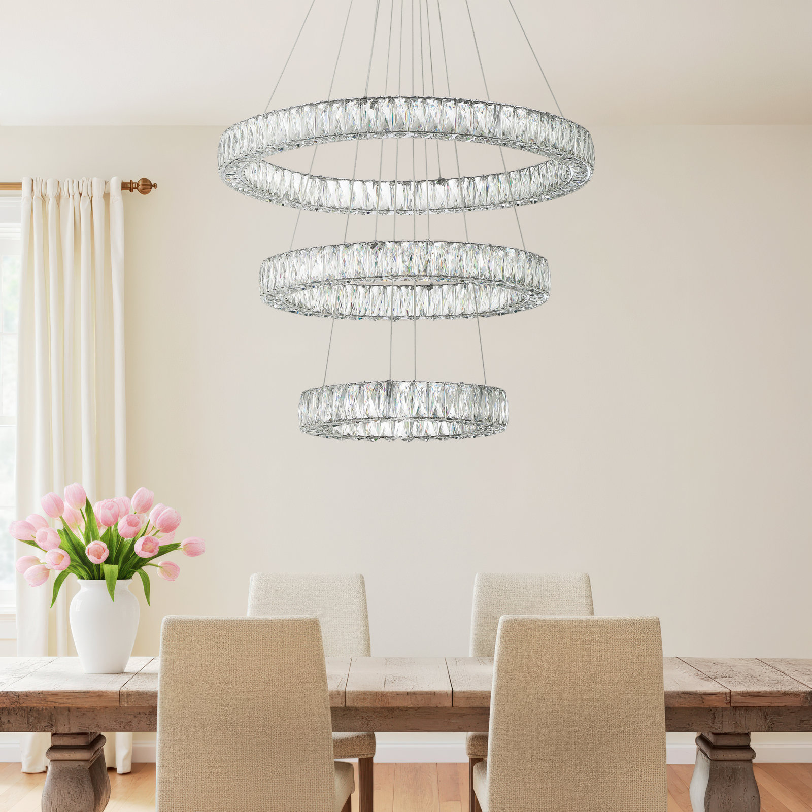 Adela Single - Light Metal Dimmable Tiered Chandelier