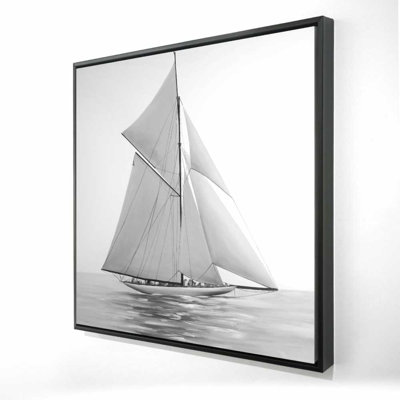 Voilier - toile grise encadrée