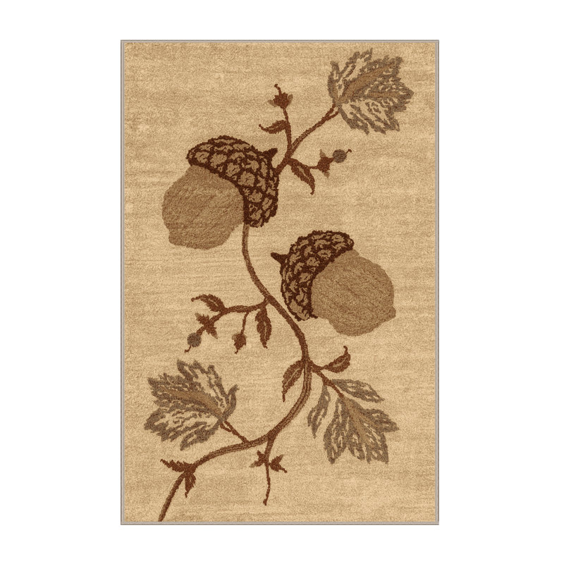 Machine Washable Myrtlewood Halloween Modern & Contemporary Abstract Rug in Brown – Beige Binding, 2x3