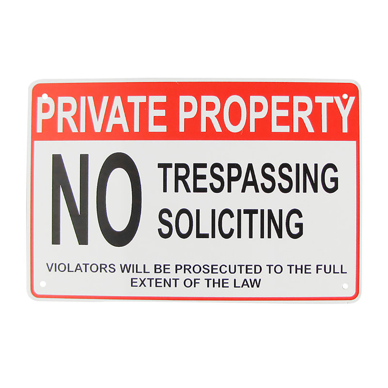 Plaque en métal étain «No Soliciting Violators»