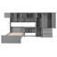 Lit plateforme simple en bois avec bureau, garde-robe, tiroirs, armoires et tablettes, lit mezzanine, gris-1137475249