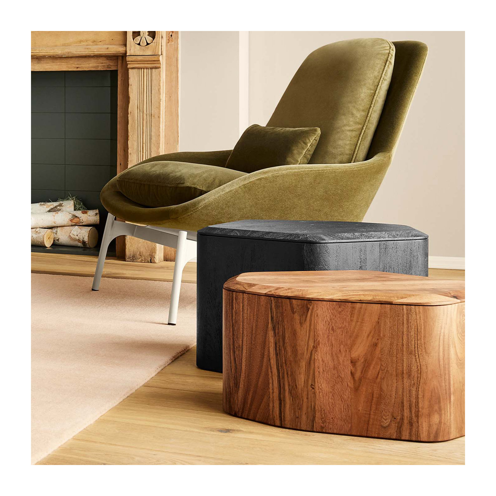 Hoard Solid Wood Single End Table, Acacia, 18" H x 22" W x 18" D