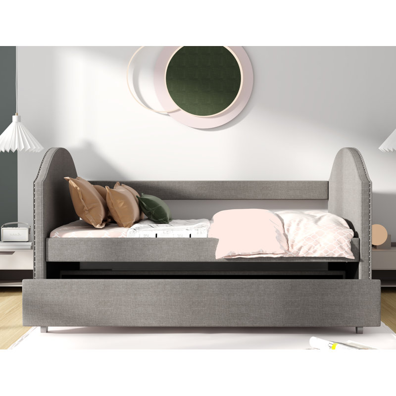 Reesor Upholstered Linen Blend Standard Bed, Gray