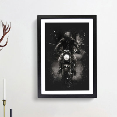 Motorbike Rider in Sepia - Picture Frame Graphic Art Print