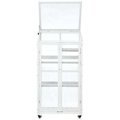 62Inch Height Wood Large Greenhouse Balcony Portable Cold Frame With Wheels And Adjustable Shelves For Outdoor Indoor Use