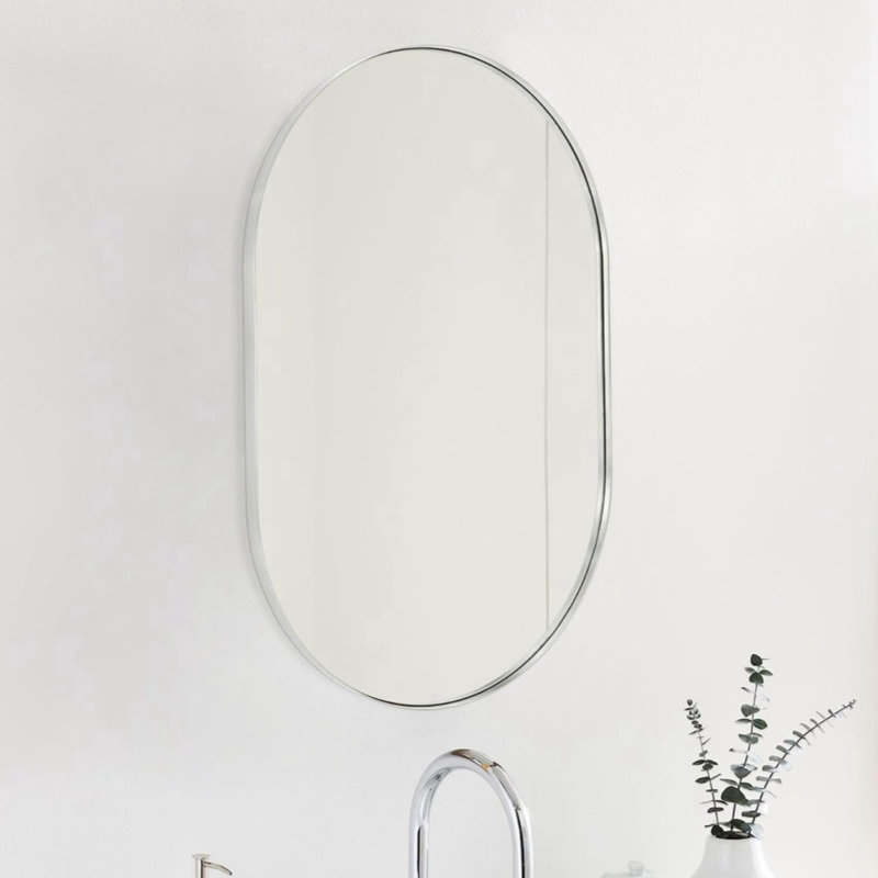 Miroir de salle de bain Akeela, Argent, 32 po x 32 po