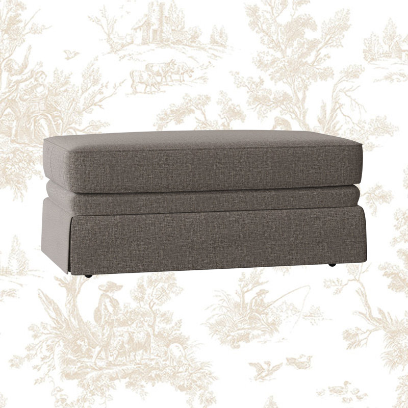 Atterbury Upholstered Ottoman, Drusky Charcoal Sustain® Basketweave