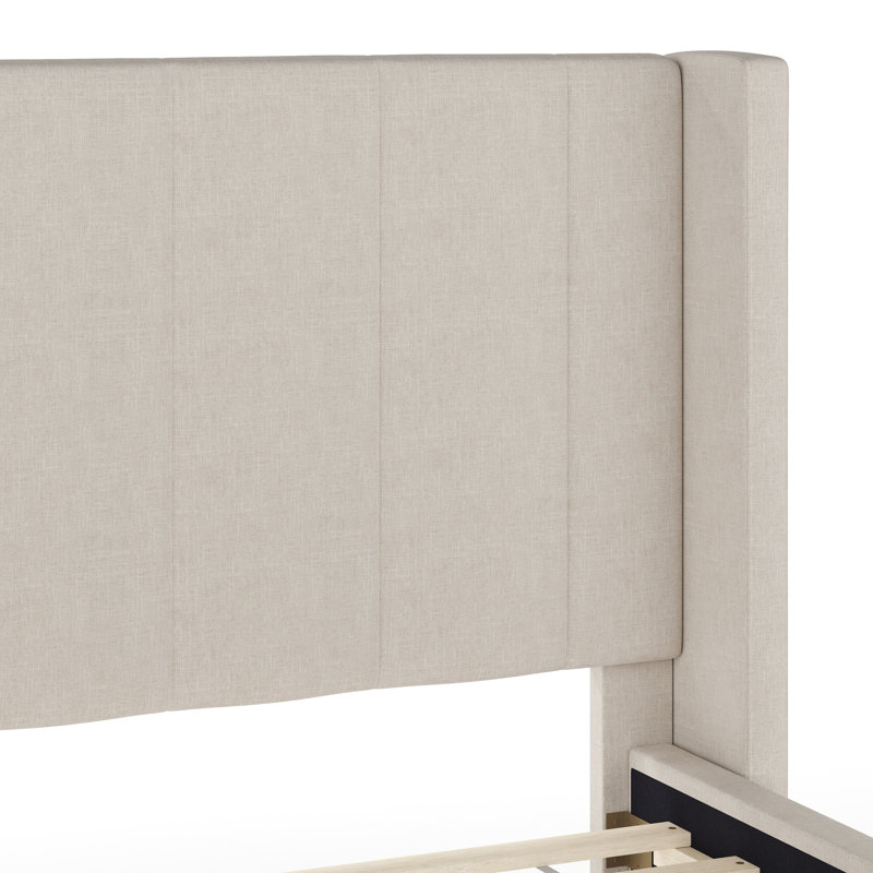 Lit plateforme tapissier Martha Stewart Kay, Double, Beige