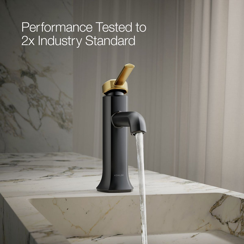 Occasion Single Hole Bathroom Faucet, Matte Black with Moderne Brass