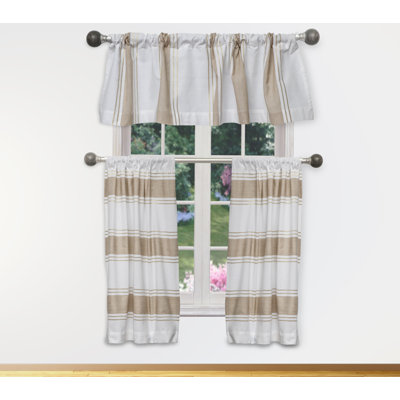 Sorrentino Cotton Striped Tailored Kitchen Curtain