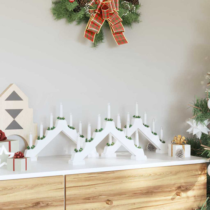 Christmas Candle Bridge 3 pcs 39.5 x 5 x 29 cm, White