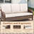 Outdoor 70.9" Pe 3 Seat With Beige Cushions, Elegant Coastal Vibes, Padded Cushions To Water, , Fade, Weather, And , Ergonomic Back Arm Support, Suitable For Indoor Use, Simple Assembly Upkeep