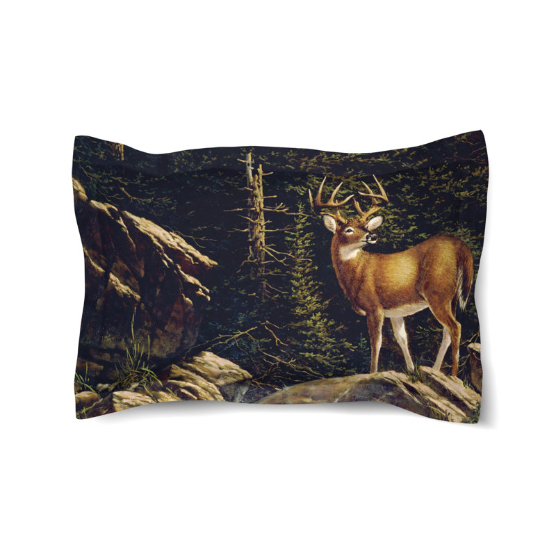 Deer Above The Falls Cotton Pillow Sham
