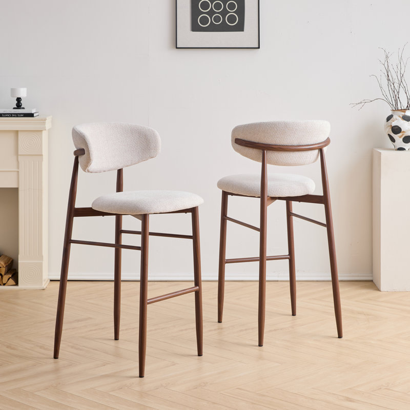 Tabourets de bar avec coussin Maust, Beige, Tabouret pour bar avec une hauteur d'assise de 29,